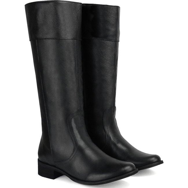 Bota Montaria Feminina Em Couro Nobre Cano Longo - Preta