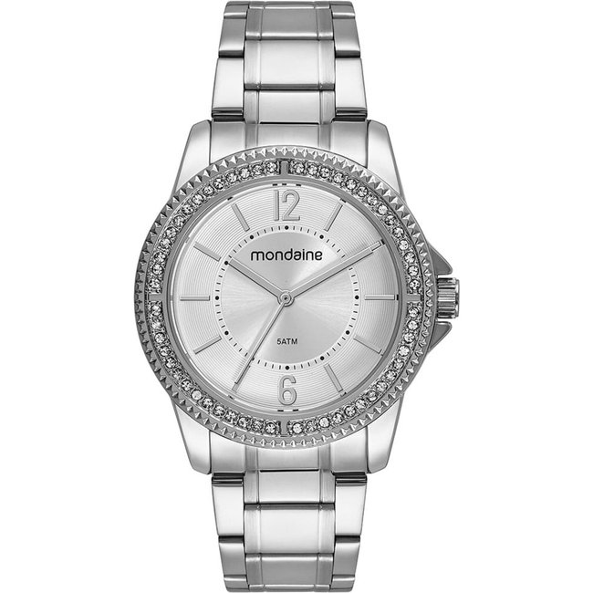 Relógio Feminino Cristais Prata Mondaine