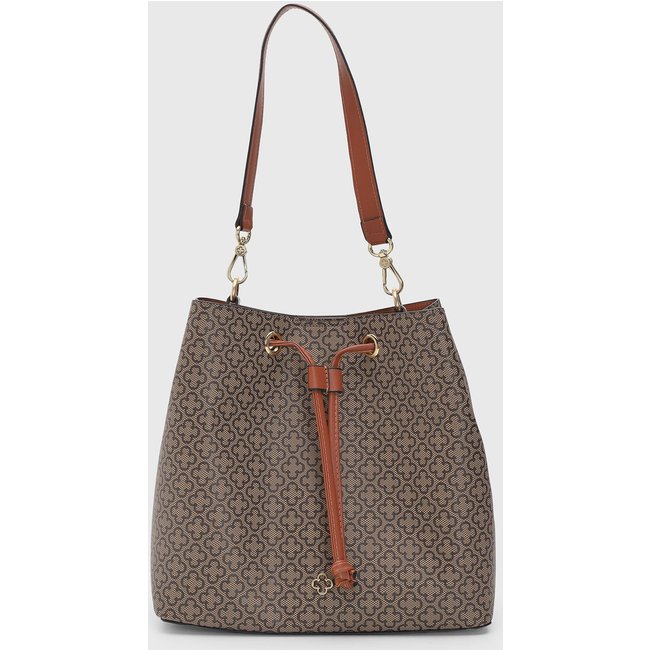 Bolsa Feminina Capodarte Média Bucket Monograma Bege