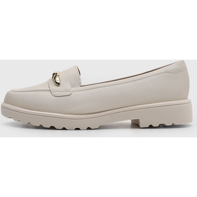 Mocassim Feminino Modare Detalhe Metalizado Off-White