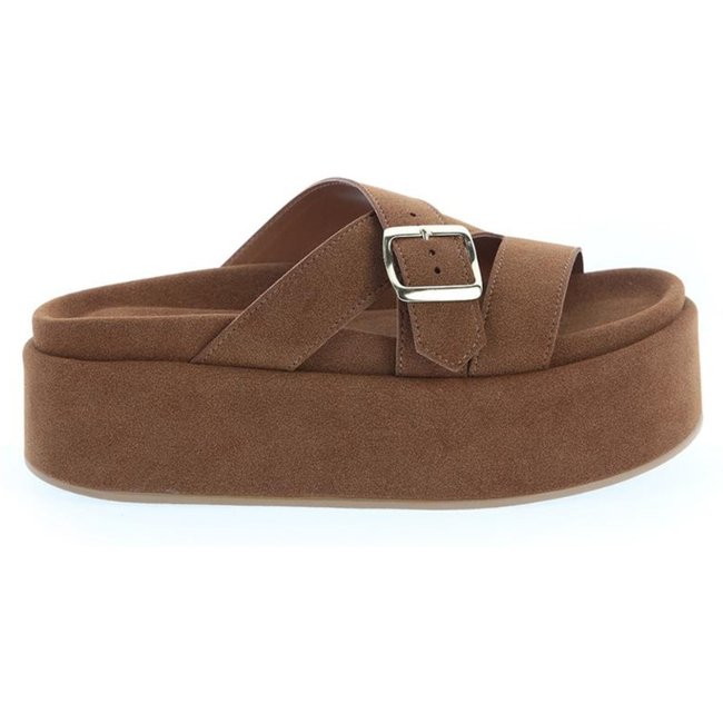 Anita - Flat Plataforma Caramelo com Fivela Ajustável Caramelo