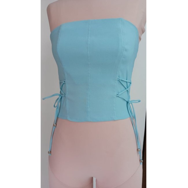 Sawary Fashion Top Tomara Que Caia Oceano AZUL