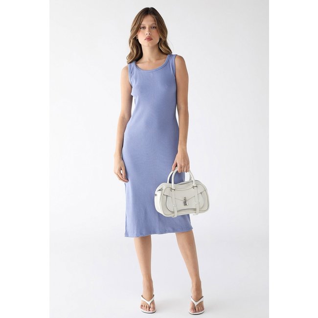 Vestido Midi Levosch De Alça E Fenda Ribana Azul Serenity