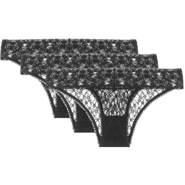Kit 3 Calcinhas Biquíni Sweet Lace Preto Loungerie
