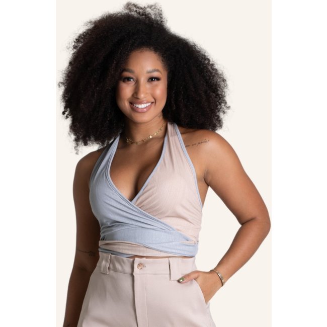 Top Frente Única Sawary Fashion Duo CINZA
