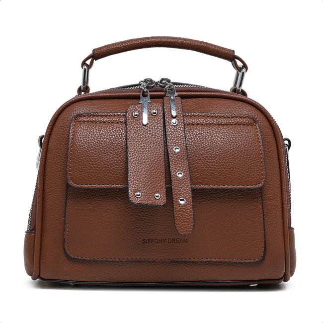 Bolsa Transversal Couro Bolsinha Feminina Moderna Compacta - Marrom