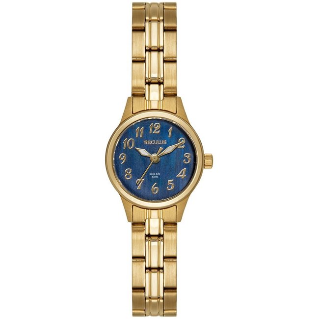 Relógio Feminino Aço Madrepérola Dourado Seculus