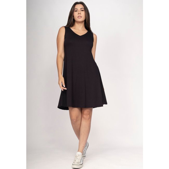 Vestido CabanaFree Amana Curto Regata Malha Preto