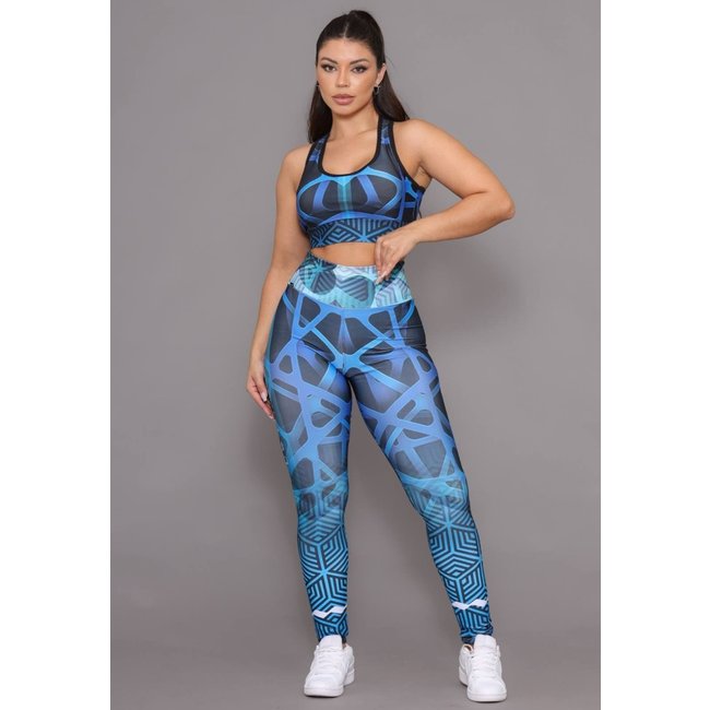 Conjunto Fitness Academia Calça e Top Feminino Cintura Alta Premium