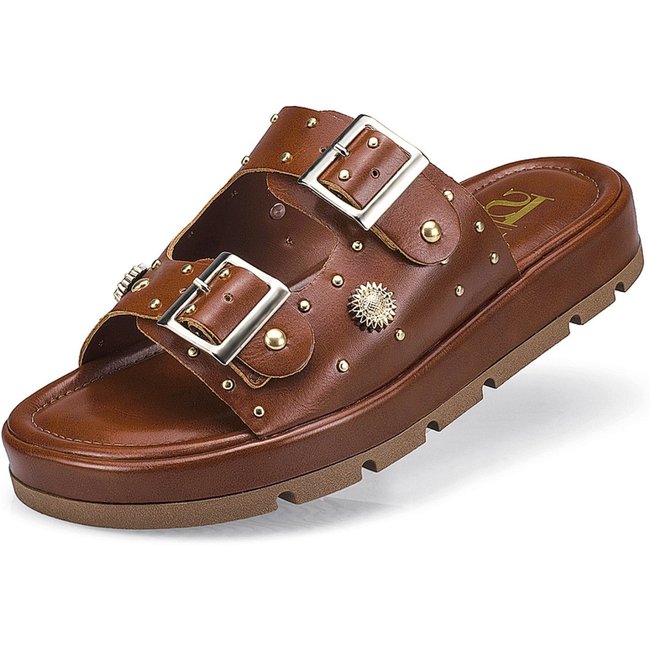 Sandália Rasteira Papete Flatform Spyke Fivela 052-040 Caramelo