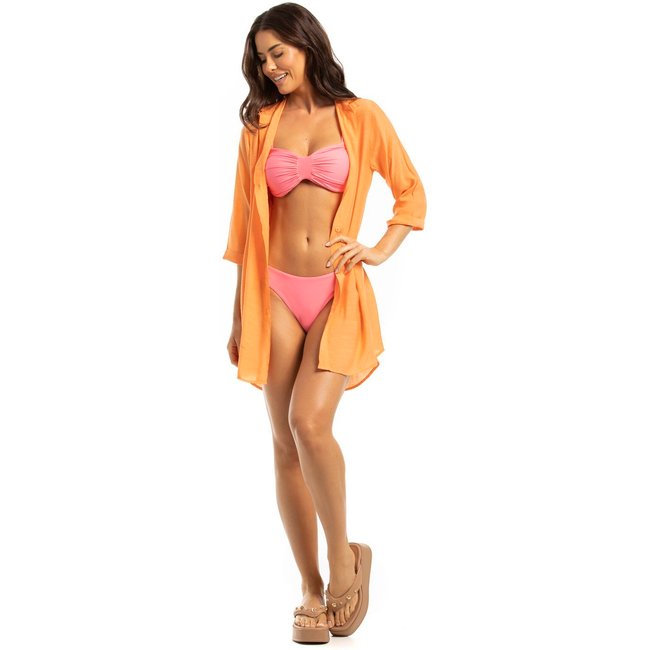 Camisa Alongada Feminina em Viscose Coral