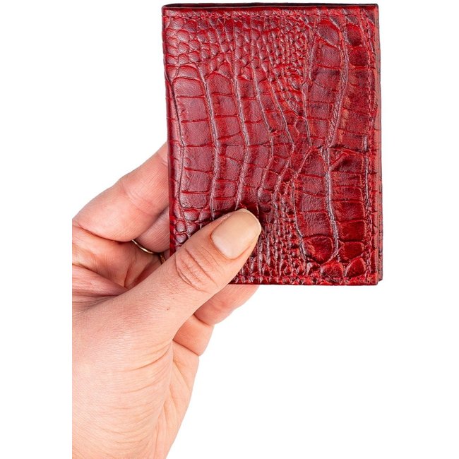 Porta cartões de couro croco Andréia 7,5x10cm - Vermelho