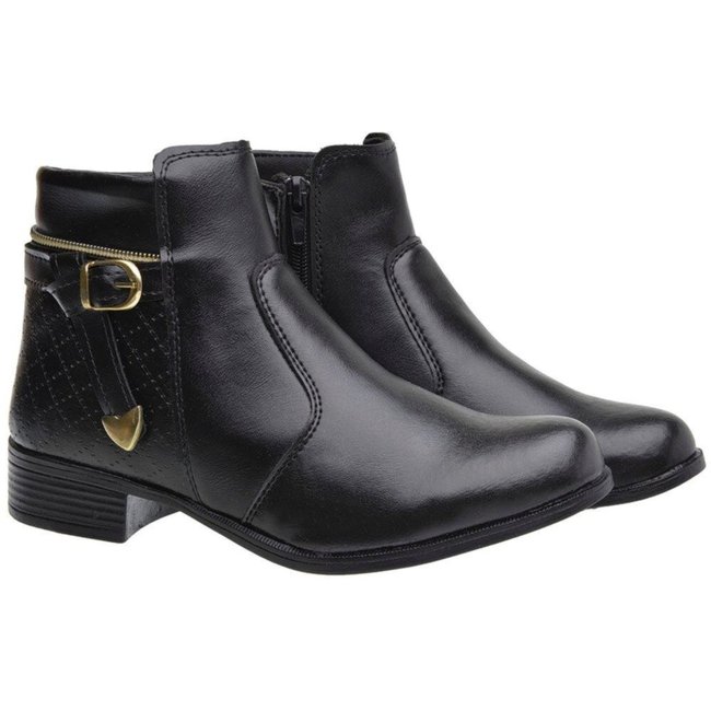 Bota Feminina Cano Curto Coturno Casual Macio Dia Dia - Preta