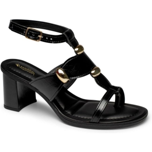 Sandália Feminina Salto Bloco Preto Mississipi MF764-0001