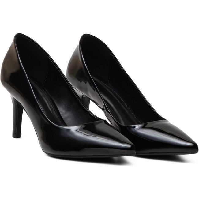 Sapato Feminino Scarpin Salto Fino Verniz Preto