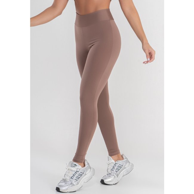 Calça Legging Mood Modas Fitness Lisa Academia Cintura Alta 080 Castanho