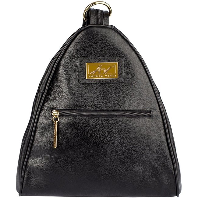 Mochila de couro liso 2 em 1 Malu - Preto
