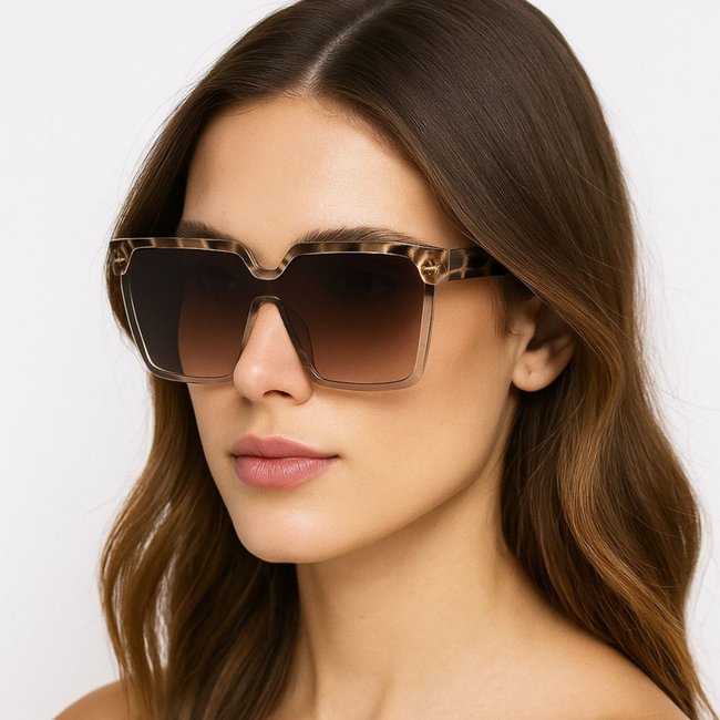 Óculos de Sol Feminino Quadrado Marmorizado Cinza