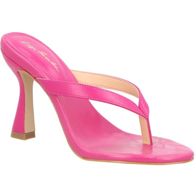 Mule Luiza Barcelos Salto Medio Rosa Em Couro