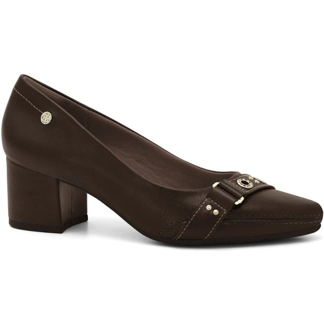Sapato Feminino Couro Macio Salto Bloco Médio 2662105