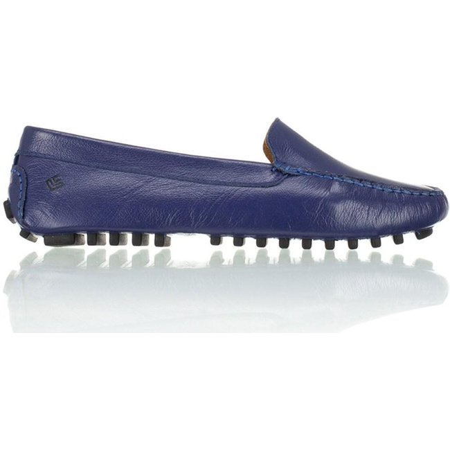 Mocassim Feminino Couro Casual Calce Fácil Bege 33 Azul Marinho