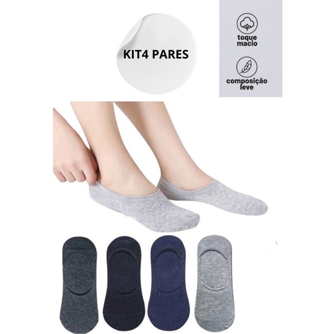 Kit 4 Pares De Meias Femininas Sapatilhas Invisível Soquete Algodao Premium