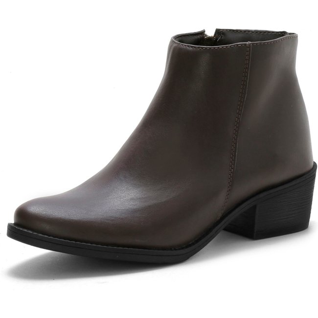 Bota Épico Cano Curto Com Salto Café