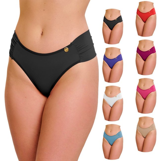 Kit 5 Tanga Tetê Variedades Feminina Poliamida Fio Duplo Calcinha Franzida Lateral Lingerie Lisa Microfibra