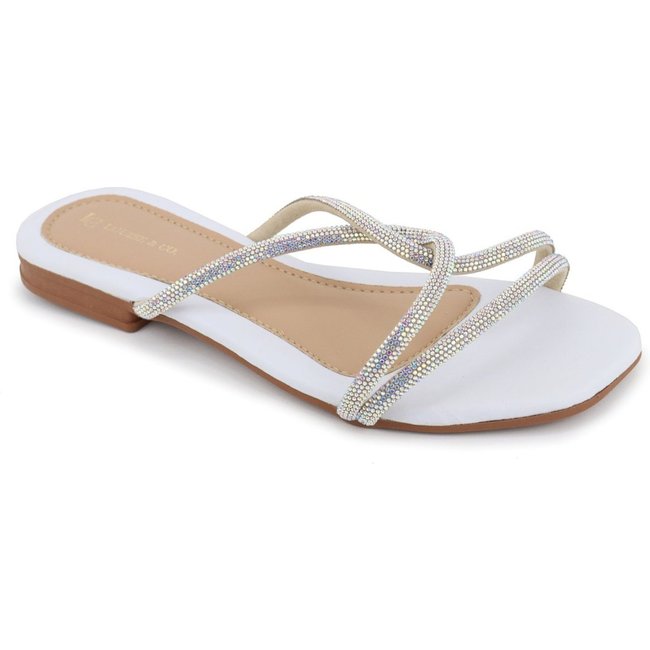 Sandália Feminina Rasteira Flat Rasteirinha Casual Moda Verão Strass Brilho