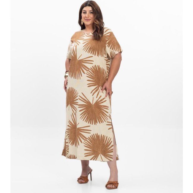 Vestido Super Midi Feminino Plus Size Secert Glam Bege