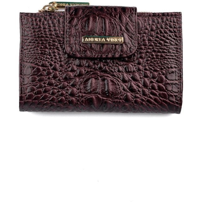Carteira feminina de couro croco Lanna 10x15,5cm - Café