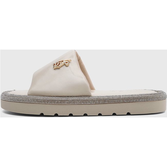 Rasteira Feminina Lança Perfume Strass Off-White