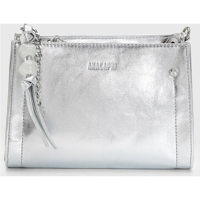Bolsa Feminina Anacapri Média Detalhe Corrente Prata