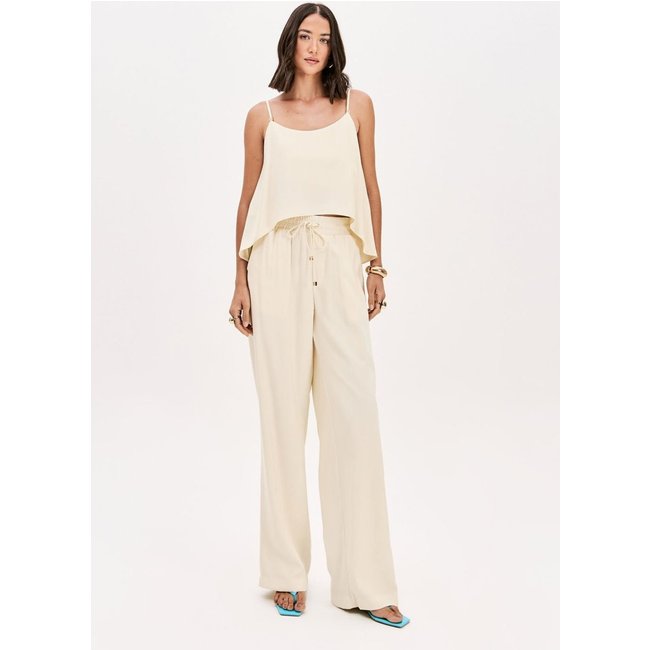 Calça Wide Leg Cintura Alta Cós Elástico Lança Perfume