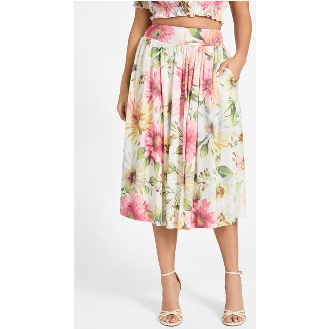 Saia Guess Midi Rodada Eco Floral