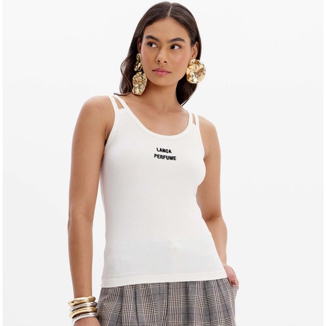 Regata Canelada Lança Perfume Alça Ou25 Off White Feminino