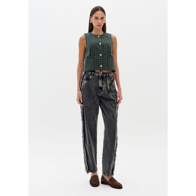 Calça Jeans Baggy Com Cintura Alta Lança Perfume