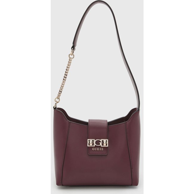 Bolsa Feminina Guess Média Alça Corrente Vinho