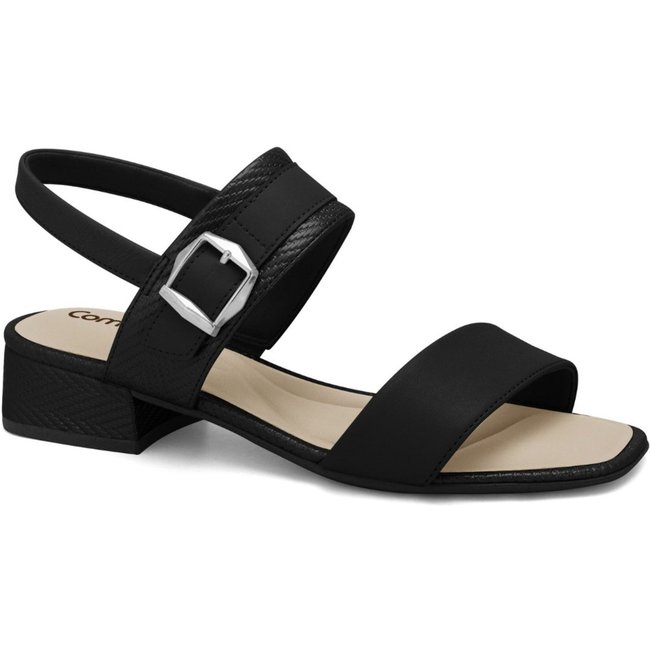 Sandália Feminina Preta Elástico Comfortflex 2555303-2