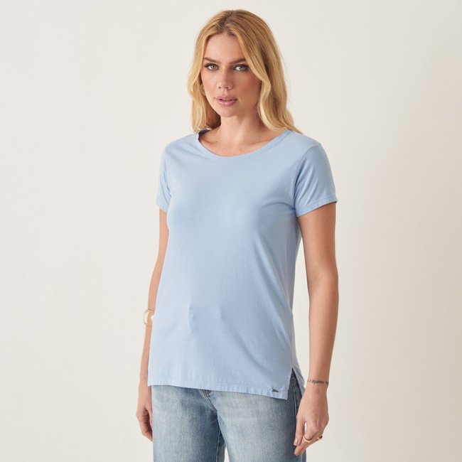 T-Shirt Algodão com Fendas Laterais