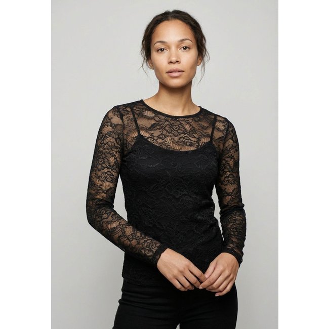 Blusa Feminina Lança Perfume Renda Preta