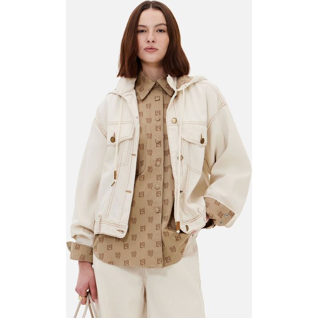Jaqueta Feminina Lança Perfume Capuz Off-White