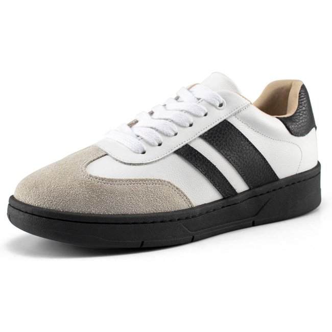 Tênis Feminino Bella Nina Casual Dia A Dia Confortável Estilo Camurça Branco Com Preto
