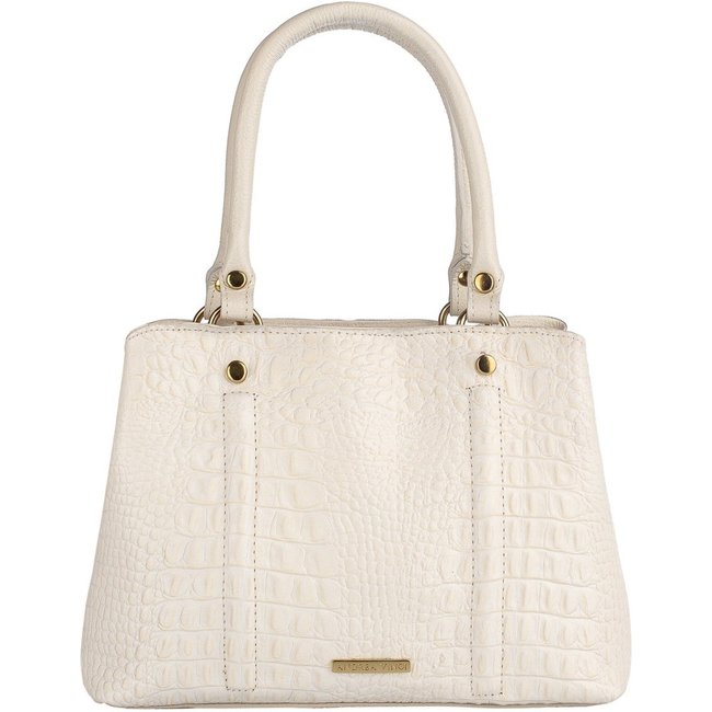 Bolsa de couro croco pequena Melina - Marfim