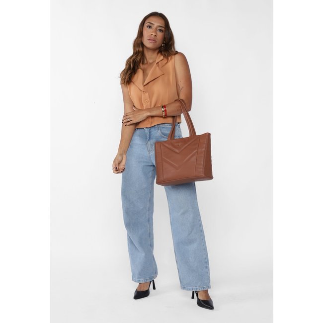 Bolsa Tote Couro Mariart Graviolinha Camel