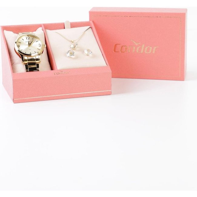 Kit Relógio Condor Feminino Dourado/ UNICO