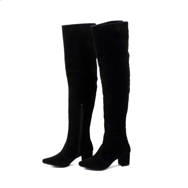 Bota Feminina Lirom Over The Knee Camurça Preta