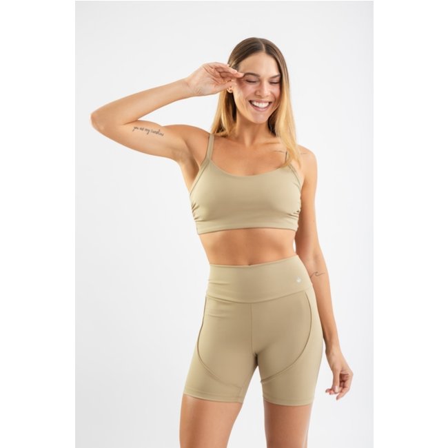 Top Fitness Alcinha Alta Sustentação Bege