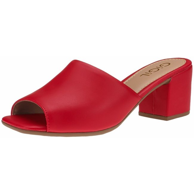 Tamanco Gigil Salto Grosso Vermelho