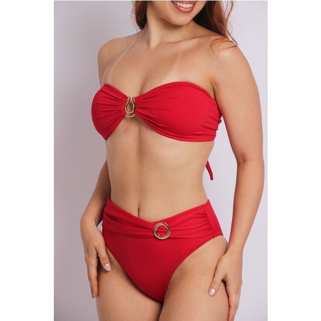 2206 - Top Biquíni Tomara Que Caia Com Metal Vermelho - Duna Casual